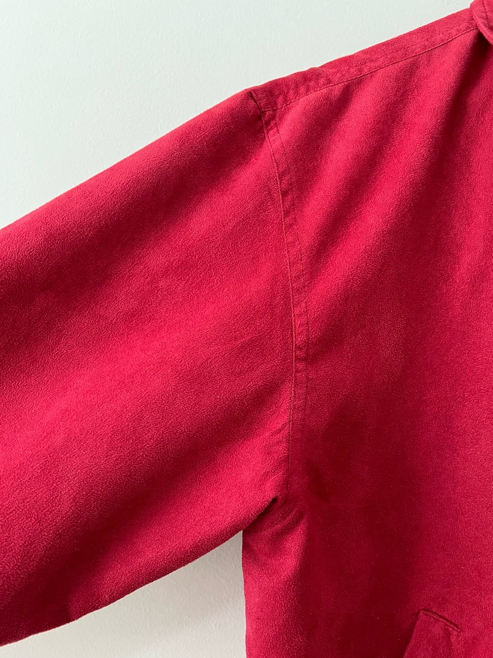 VTG 90's Monterey Club Red Faux Suede Golf Jacket Full Zip Velvet Feel Mens M - Picture 6 of 14